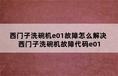 西门子洗碗机e01故障怎么解决 西门子洗碗机故障代码e01